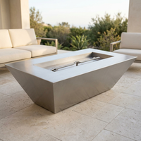 The Outdoor Plus 72" Atlantic Fire Pit — 24" Tall — Stainless Steel — patio view