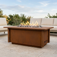 The Outdoor Plus 60" Salinas Fire Table — Corten Steel — patio view