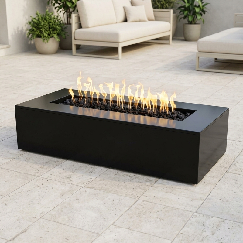 The Outdoor Plus 54" Regal Fire Pit — Powder Coat — Low Voltage Electronic Ignition — patio view