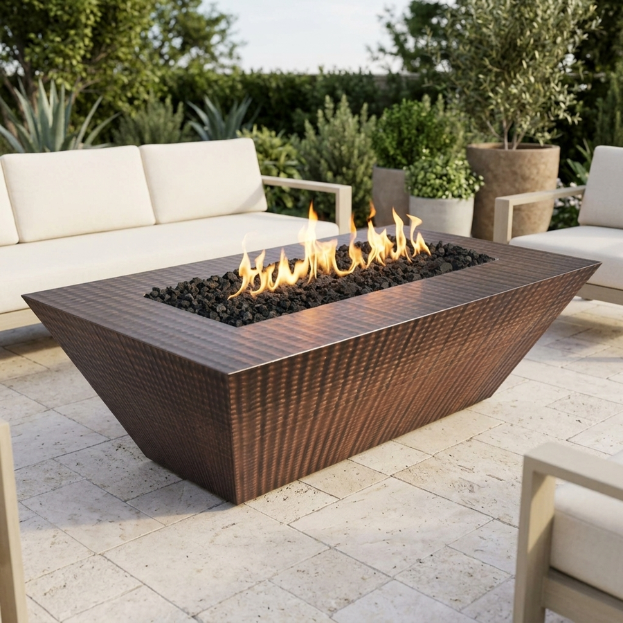 The Outdoor Plus 60" Atlantic Fire Pit — 24" Tall — Hammered Copper