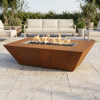 The Outdoor Plus 60" Atlantic Fire Pit — 18" Tall — Corten Steel — patio view