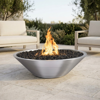 The Outdoor Plus 48" Cazo Fire Pit — Narrow Ledge — Stainless Steel — patio view