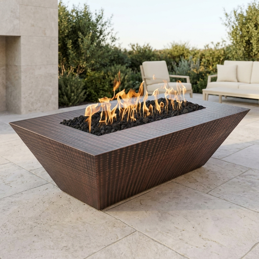 The Outdoor Plus 72" Atlantic Fire Pit — 18" Tall — Hammered Copper