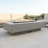 Del Mar 84-Inch GFRC Fire Pit — Fire Glow Push Button — Natural Gray patio view