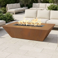 The Outdoor Plus 84" Atlantic Fire Pit — 24" Tall — Corten Steel — patio view