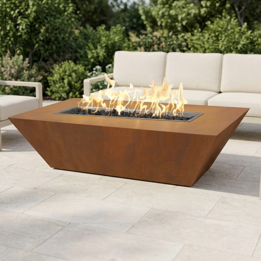 The Outdoor Plus 96" Atlantic Fire Pit — 18" Tall — Corten Steel
