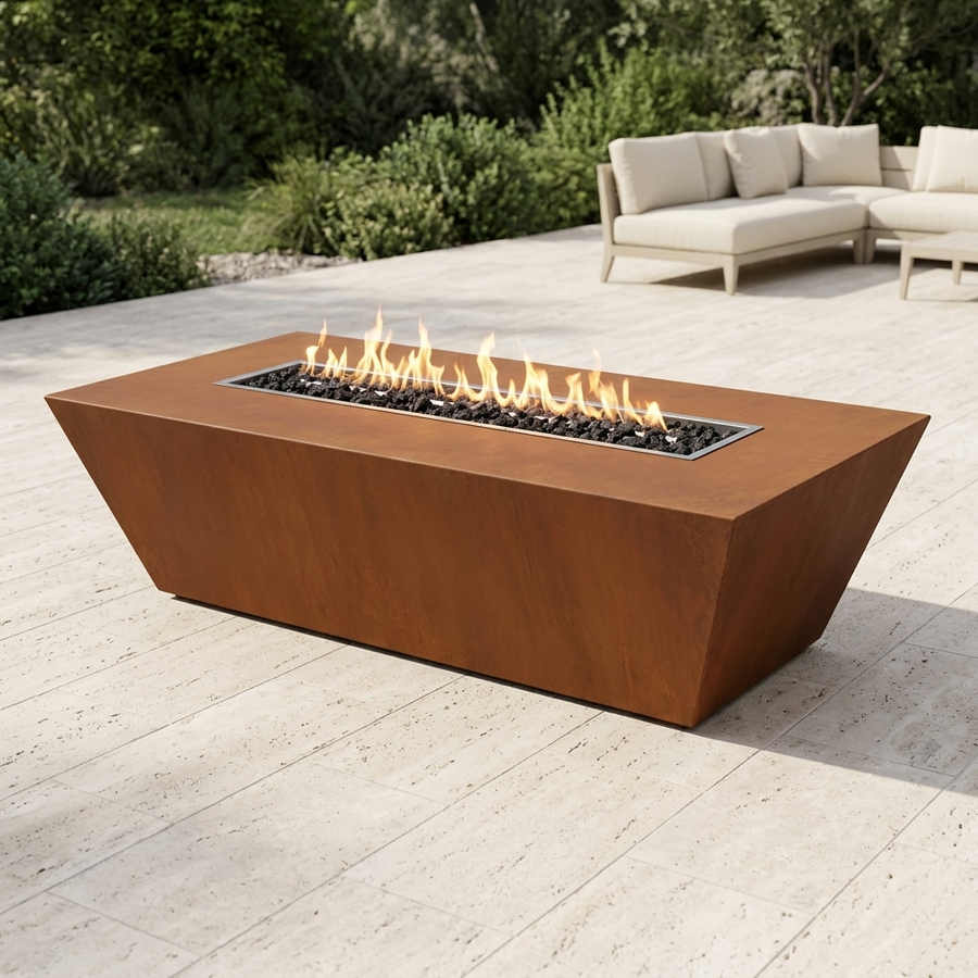 The Outdoor Plus 84" Atlantic Fire Pit — 18" Tall — Corten Steel