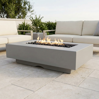 Del Mar 48-Inch GFRC Fire Pit — Plug & Play Electronic — Natural Gray patio view