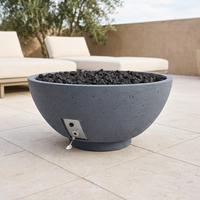 Firegear Sanctuary 2 39-Inch Concrete Fire Bowl — Stainless Steel Burner with Lava Rock — patio view