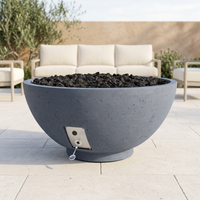 Firegear Sanctuary 2 39-Inch Concrete Fire Bowl — Pro Brass Burner with Lava Rock — patio view