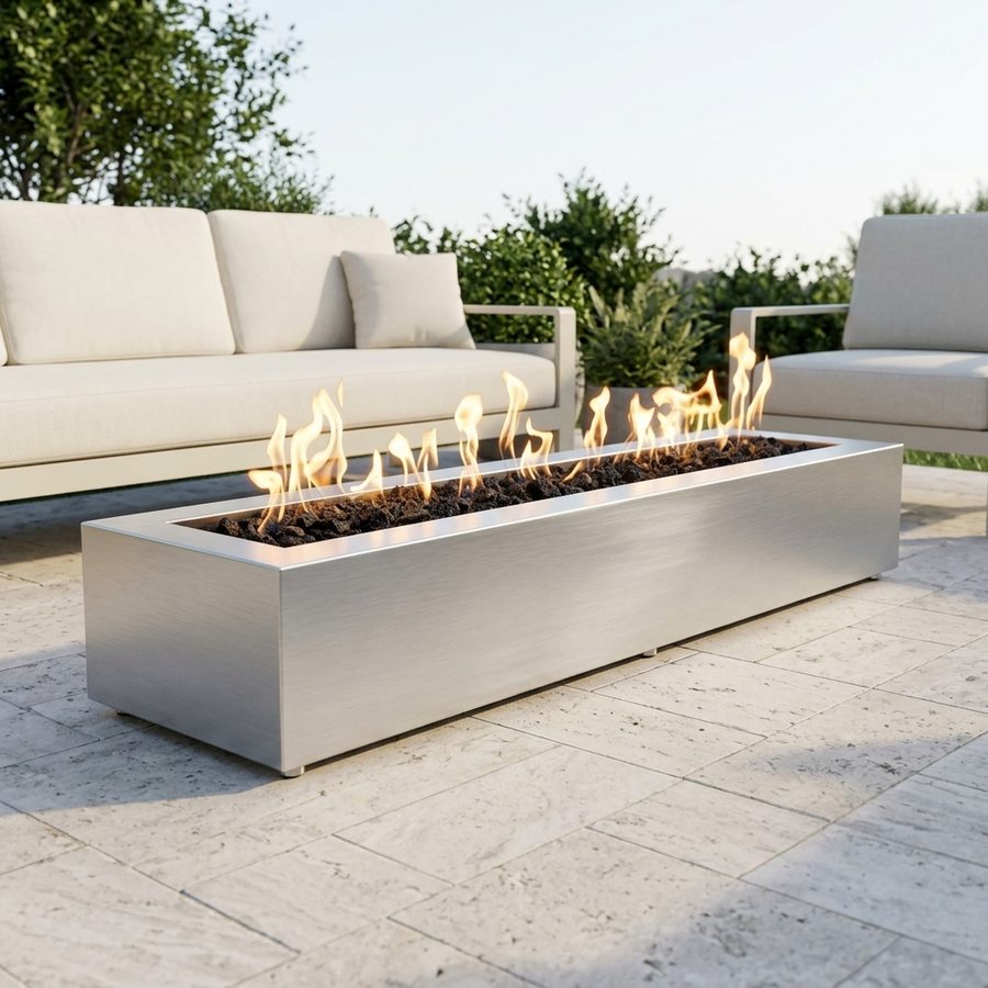 The Outdoor Plus 72" Eaves Fire Pit — Stainless Steel