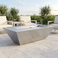 The Outdoor Plus 96" Atlantic Fire Pit — 18" Tall — Stainless Steel — patio view