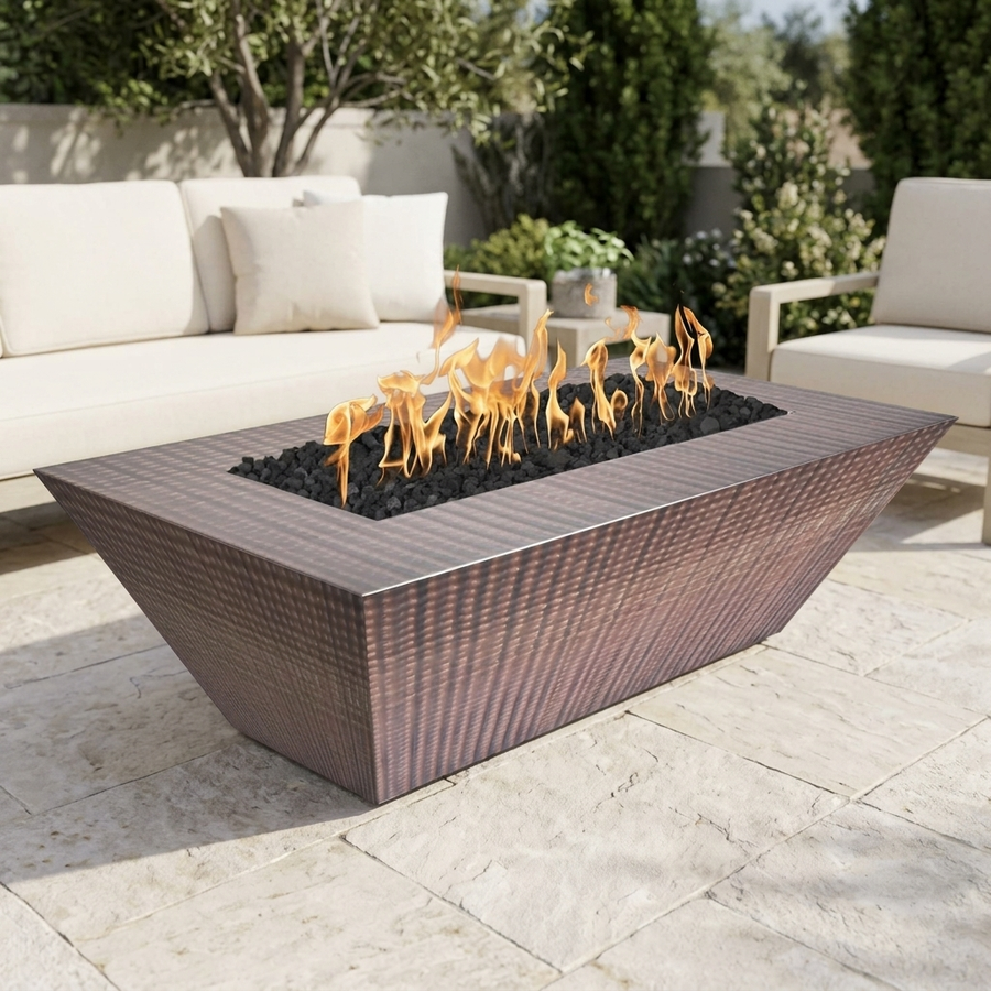 The Outdoor Plus 84" Atlantic Fire Pit — 18" Tall — Hammered Copper