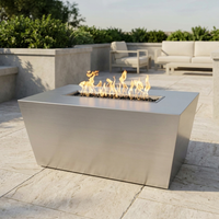 The Outdoor Plus 48" Mesa Fire Pit — Stainless Steel — patio view