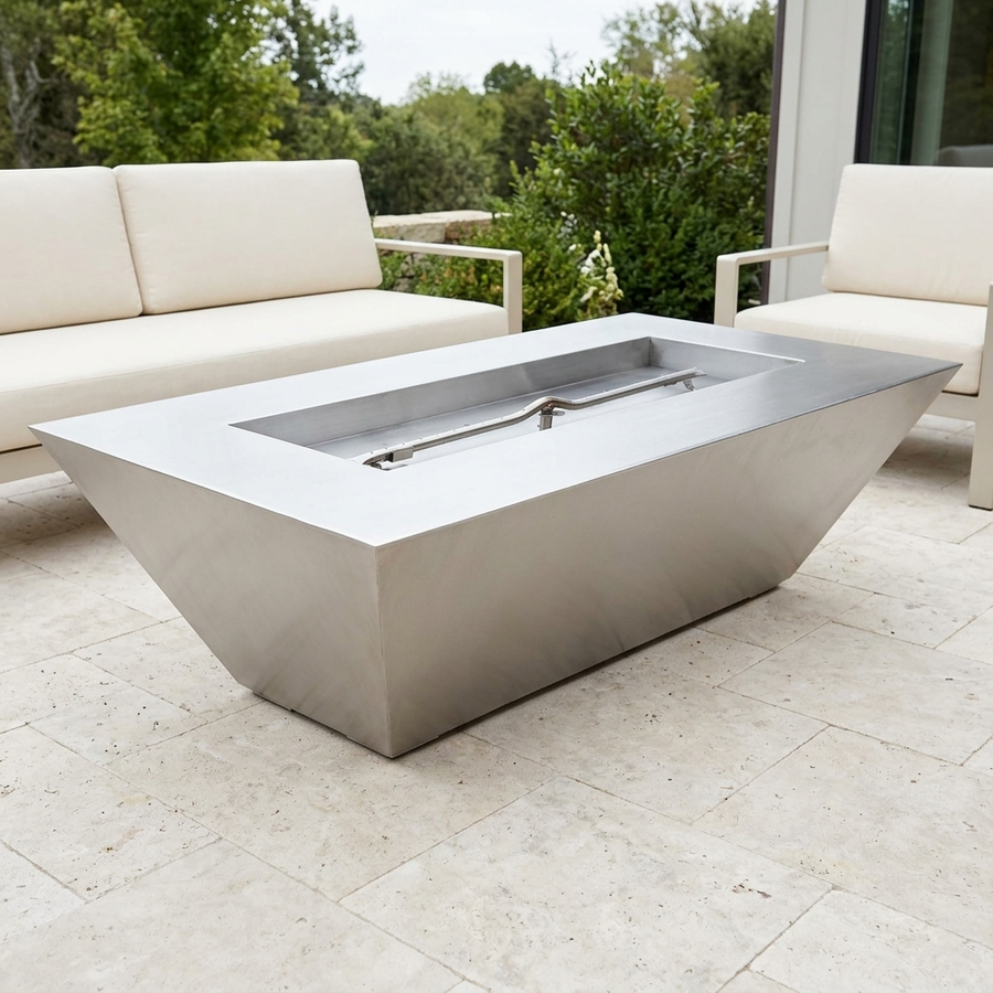 The Outdoor Plus 96" Atlantic Fire Pit — 24" Tall — Stainless Steel