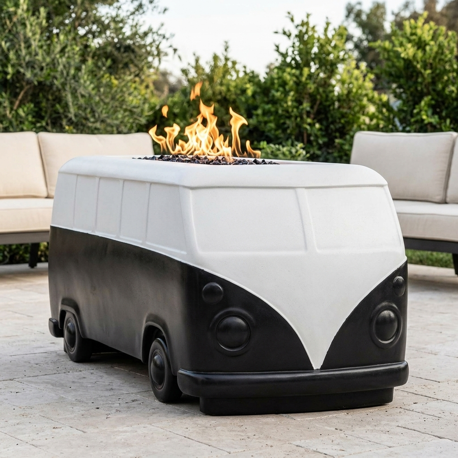 The Outdoor Plus 48" Classic Bus Fire Pit Black & White — B&W GFRC