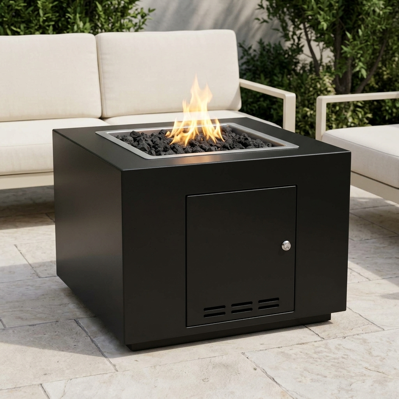 The Outdoor Plus 36" Forma Fire Pit — Powder Coat — patio view