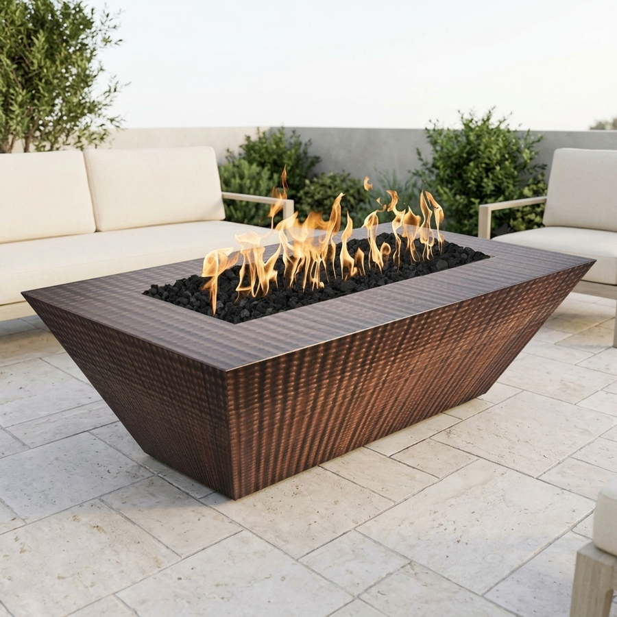 The Outdoor Plus 72" Atlantic Fire Pit — 24" Tall — Hammered Copper