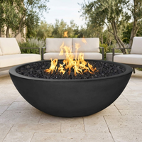 The Outdoor Plus 48" Sedona Fire Pit — Narrow Ledge — GFRC — Black — patio view