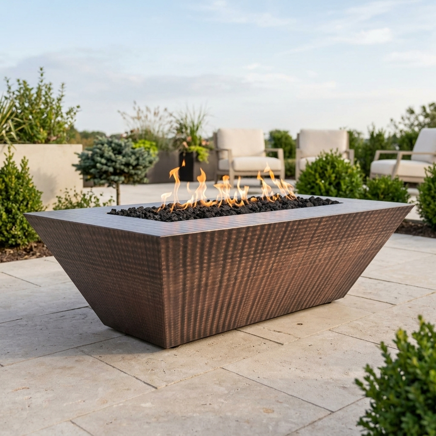 The Outdoor Plus 60" Atlantic Fire Pit — 18" Tall — Hammered Copper