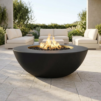 The Outdoor Plus 60" Sedona Fire PIt — Wide Ledge — GFRC — Low Voltage Electronic Ignition — patio view
