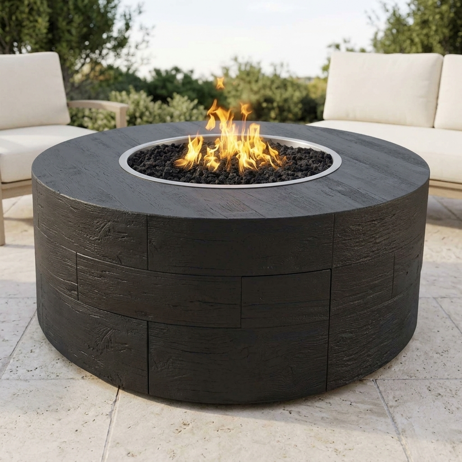 The Outdoor Plus 60" Sequoia Fire Pit — 24" Tall — Wood Grain