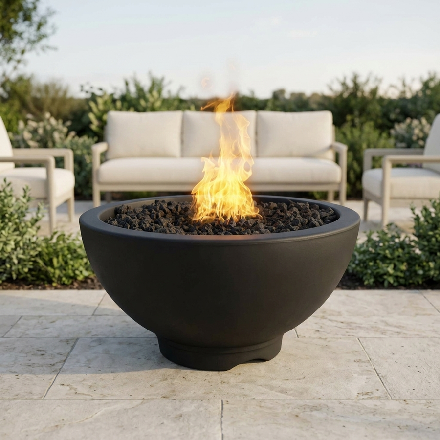 The Outdoor Plus 38" Sonoma Fire Pit — GFRC — Black