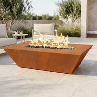The Outdoor Plus 48" Atlantic Fire Pit — 18" Tall — Corten Steel — patio view