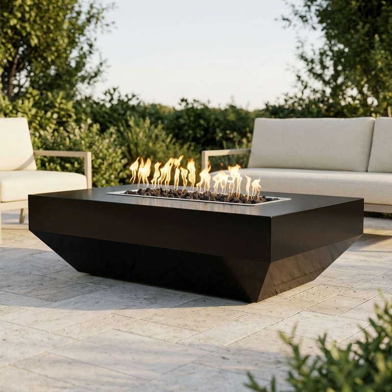 The Outdoor Plus 60" Moderno Fire Pit — Powder Coat — patio view