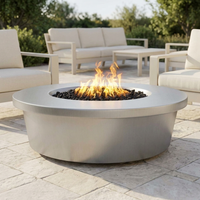 The Outdoor Plus 48" Tempe Fire Pit — Stainless Steel — patio view