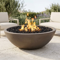 The Outdoor Plus 48" Sedona Fire Pit — Narrow Ledge — GFRC — Match Lit — patio view