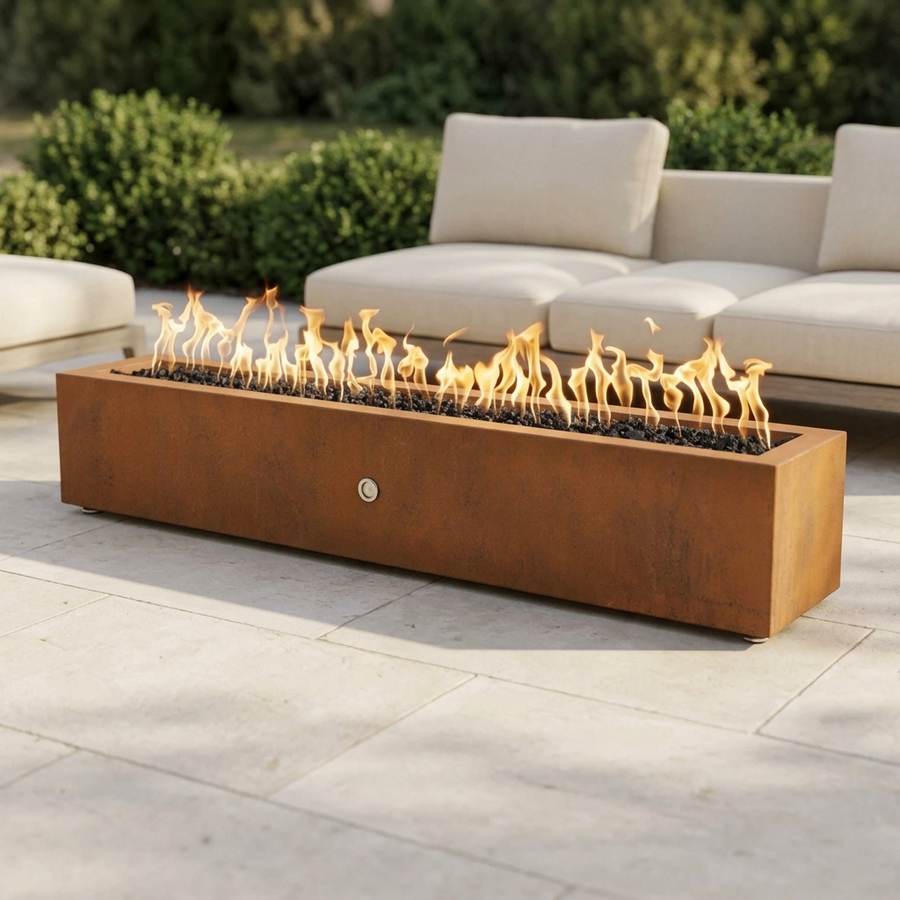 The Outdoor Plus 60" Eaves Fire Pit — Corten Steel