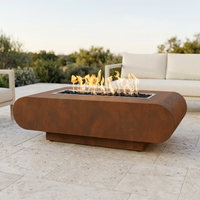 The Outdoor Plus 60" La Jolla Fire Pit — Corten Steel — patio view