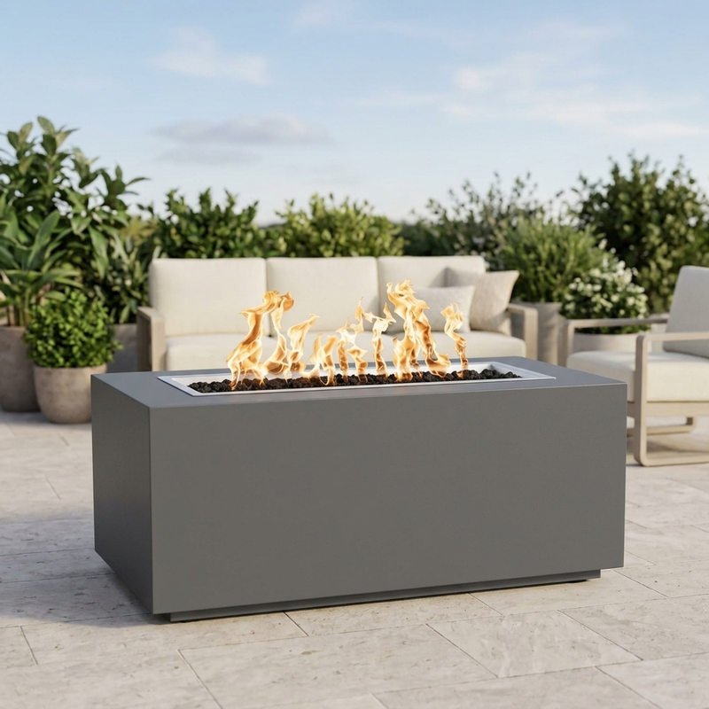The Outdoor Plus 72" Pismo Fire Pit — Powder Coat — patio view