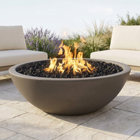 The Outdoor Plus 60" Sedona FIre Pit — Narrow Ledge — GFRC — Match Lit — patio view
