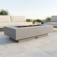 Del Mar 60-Inch GFRC Fire Pit — Plug & Play Electronic — Natural Gray patio view