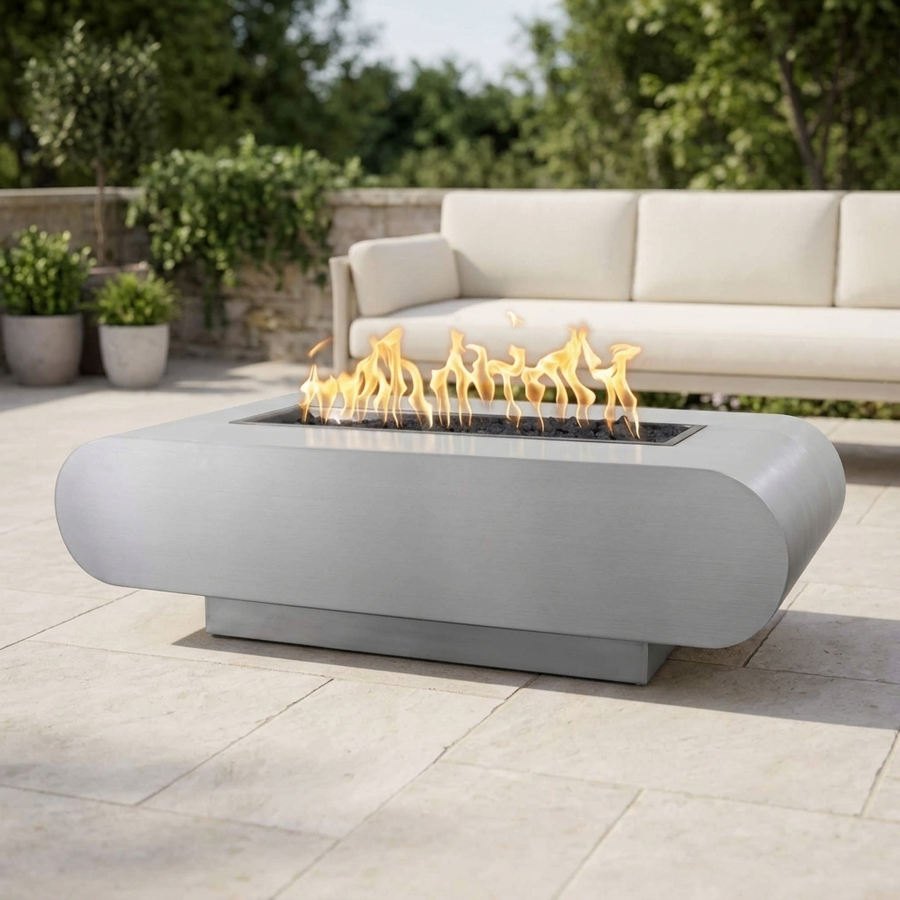 The Outdoor Plus 48" La Jolla Fire Pit — Stainless Steel