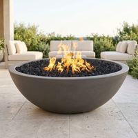 The Outdoor Plus 48" Sedona Fire Pit — Narrow Ledge — GFRC — Match Lit — alternate view