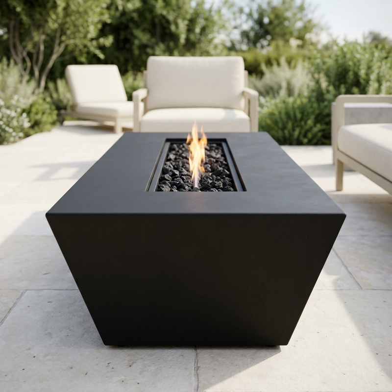 The Outdoor Plus 60" Angelus Fire Pit — GFRC — Black — alternate view