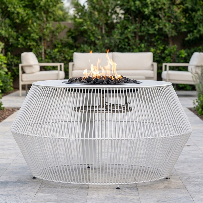 The Outdoor Plus 60-Inch Cesto Fire Pit — White — alternate view