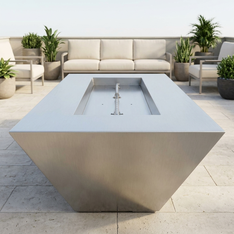 The Outdoor Plus 72" Atlantic Fire Pit — 24" Tall — Stainless Steel — alternate view