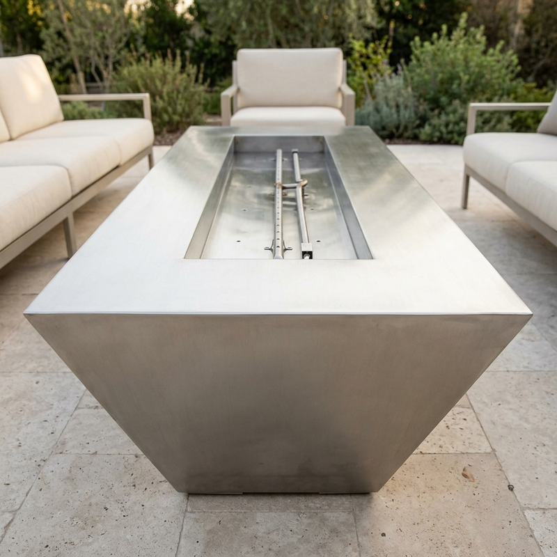 The Outdoor Plus 96" Atlantic Fire Pit — 18" Tall — Stainless Steel — alternate view
