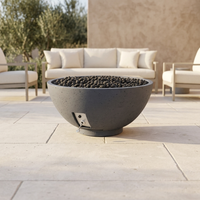 Firegear Sanctuary 3 29-Inch Concrete Fire Bowl — Stainless Steel Burner with Lava Rock — alternate view
