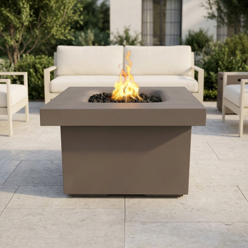The Outdoor Plus 36" Square Ramona Fire Table — GFRC — Chestnut — alternate view