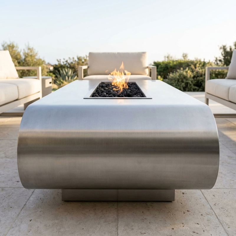 The Outdoor Plus 48" La Jolla Fire Pit — Stainless Steel — alternate view