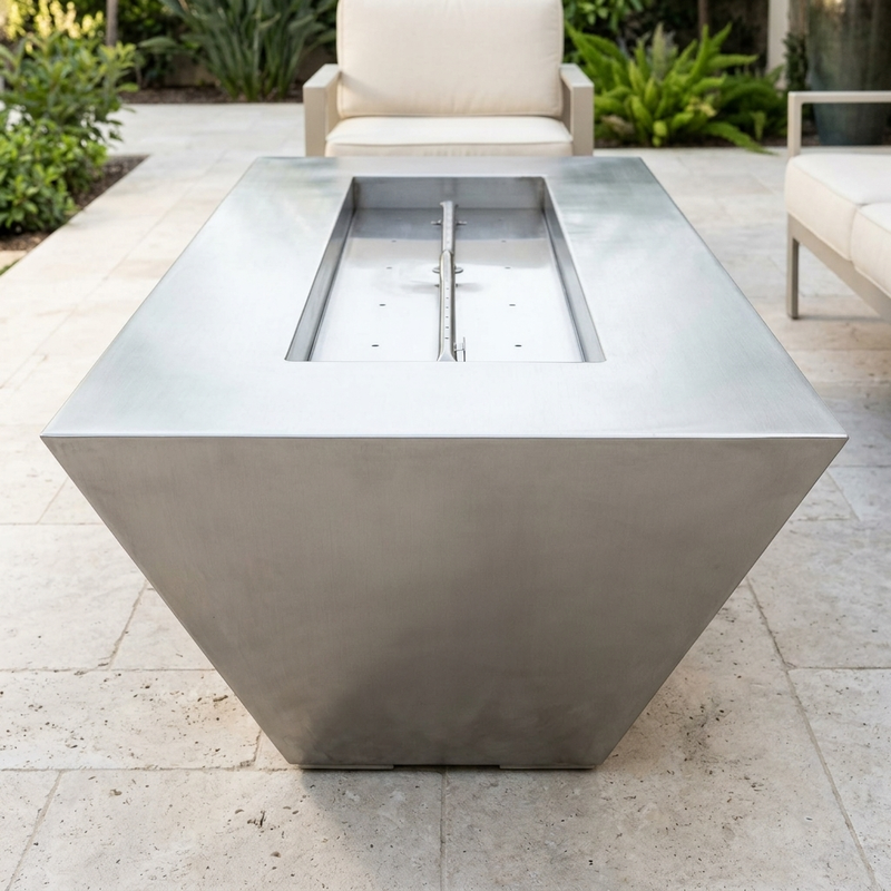 The Outdoor Plus 96" Atlantic Fire Pit — 24" Tall — Stainless Steel — alternate view