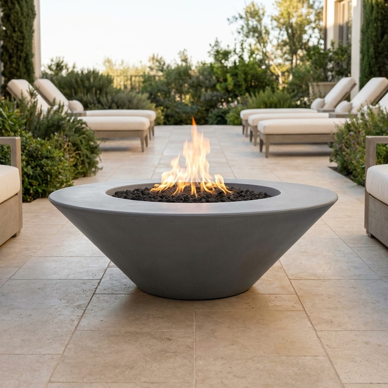 The Outdoor Plus 48" Cazo Fire Pit — Wide Ledge — GFRC — Fire Glow (Spark Ignition w/ Flame Sense) — alternate view