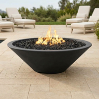 The Outdoor Plus 60" Cazo Fire Pit — Narrow Ledge — GFRC — Match Lit — alternate view