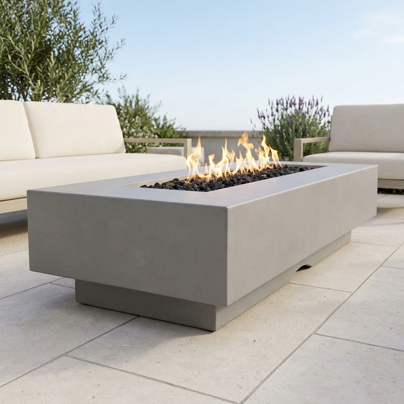 Del Mar 48-Inch GFRC Fire Pit — Plug & Play Electronic — Natural Gray alternate view