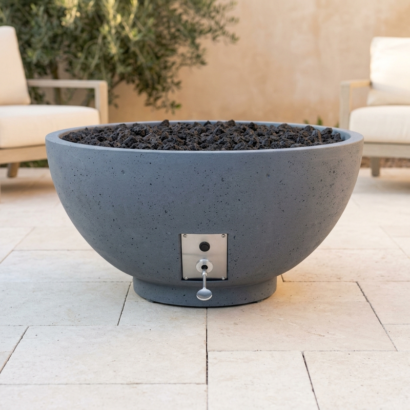 Firegear Sanctuary 2 39-Inch Concrete Fire Bowl — Pro Brass Burner with Lava Rock — alternate view